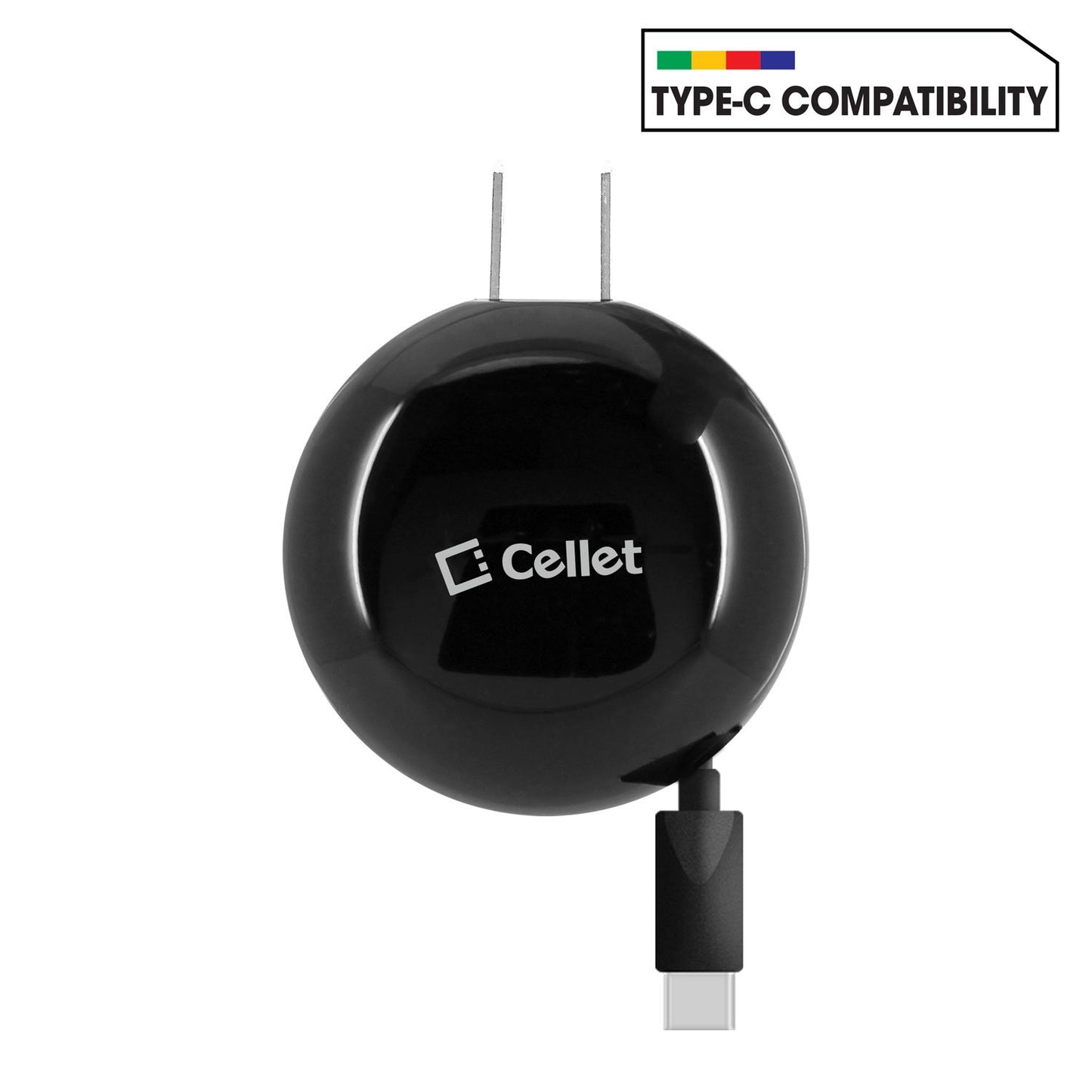 Celle USB-C Retractable Home Charger for Samsung Galaxy Smartphone, Google Pixel and Motorola Moto and all Device with USB-C (TCUSBCR30)