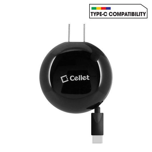 Celle USB-C Retractable Home Charger for Samsung Galaxy Smartphone, Google Pixel and Motorola Moto and all Device with USB-C (TCUSBCR30)